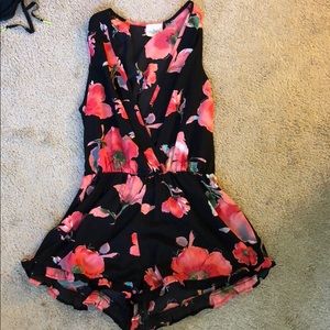 Black floral romper